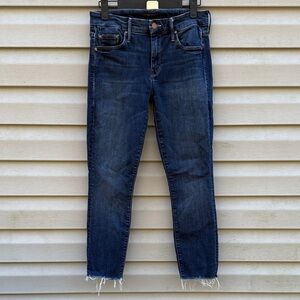 Mother | The Looker Crop Here Kitty Kitty Denim Raw Hem Jeans size 26